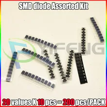 200 шт./лот SMD набор разнокалиберных диодов 20value* 10 шт. содержит SS110 SS220 SS210 SS310 SS510 SS16 SS26 SS34 SS36 ES1J ES1D ES1M US1M