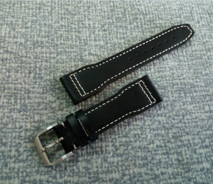 

22mm 100% Genuine leather Dark coffee colour watch strap with 316L Stainless steel Pin buckle 2017 new fashion 14a
