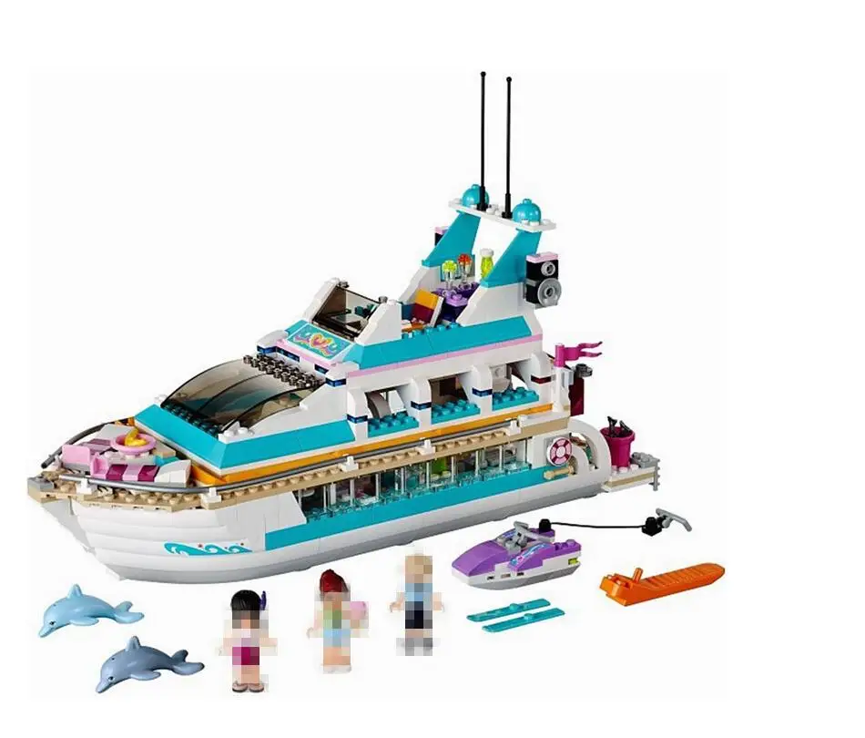 

New Lepin 01044 Friends Girl Series building bricks blocks compatible Friends 41015 Toys Dolphin Cruiser kids Bricks toy