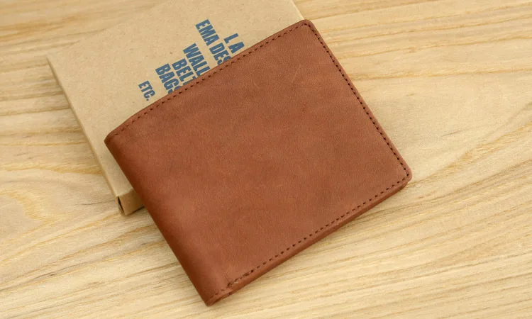 LANSPACE мужской кожаный бумажник брендовый кошелек Чехол модные мужские кошельки - Цвет: Brown