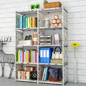 Minimalist Modern Floored Book Shelf Simple Assembled Nonwoven Fabric Student Shelves for Home Fashion DIY Creative Bookshelf