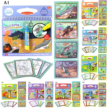 

NEW Montessori Coloring Book Doodle & Magic Pen Painting Drawing Board Magic Water Drawing Book Birthday Gift For Kids Toys
