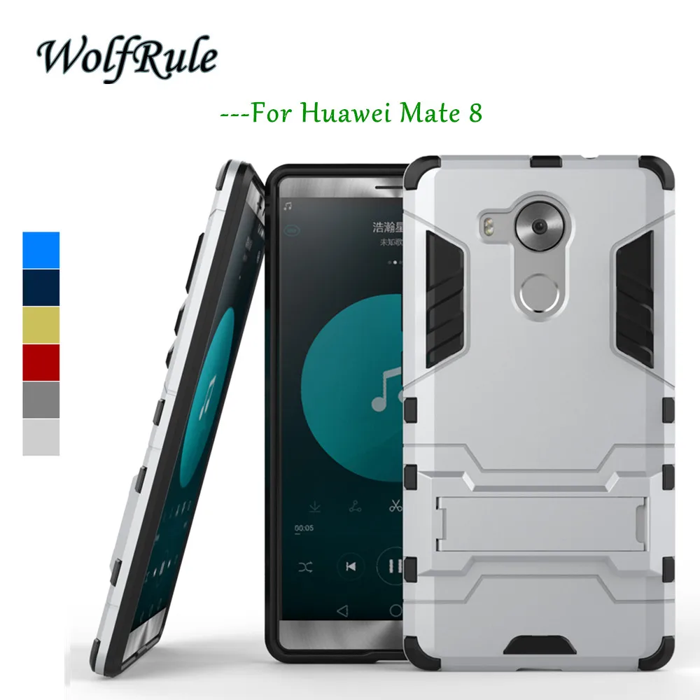 WolfRule противоударный чехол huawei mate 8, мягкий силиконовый чехол+ Жесткий пластиковый Чехол huawei mate 8, чехол для mate 8, держатель, подставка, Fundas {