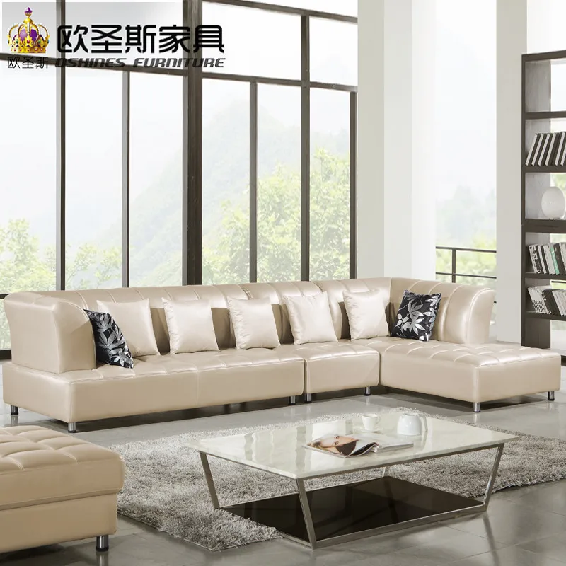 

Barcelona Silver Modern Corner L Shape Recliner Armchair Sectional Cow Leather Sofa Set Designs And Prices New 2019 OCS-115