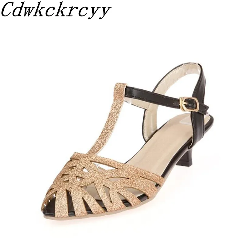 

Summer New pattern fashion Cusp High-heeled Sandals Golden silvery Sequins Restoring ancient ways Women sandals 34-49