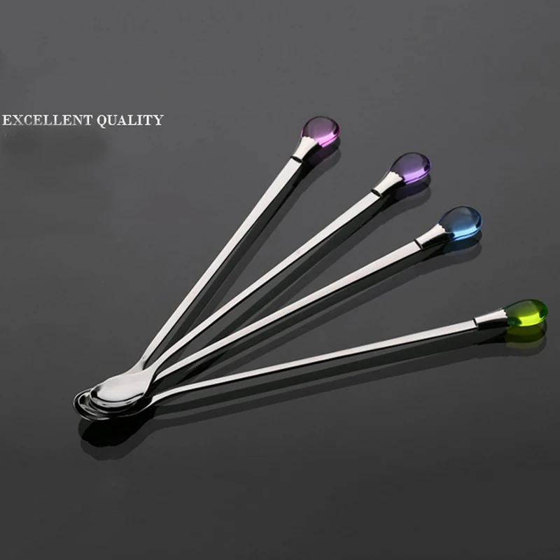 

Sales Stainless Steel Spoons Coffee Scoop Spoon Water Drop Shape Spoon Long Handle Ice Cream Teaspoon Tableware Kitchen Tools