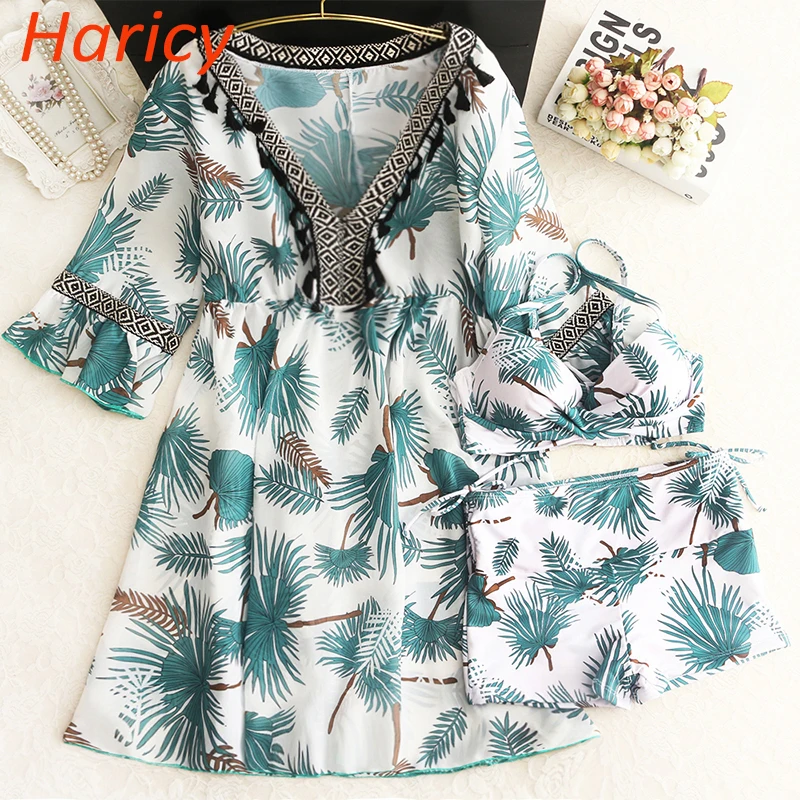 

Halter Bikini 2018 New Sexy Plus Szie Women Beach Wear Dress Push Up Floral Printed Biquini Swimsuit Swimwear Bathing Suit Skirt