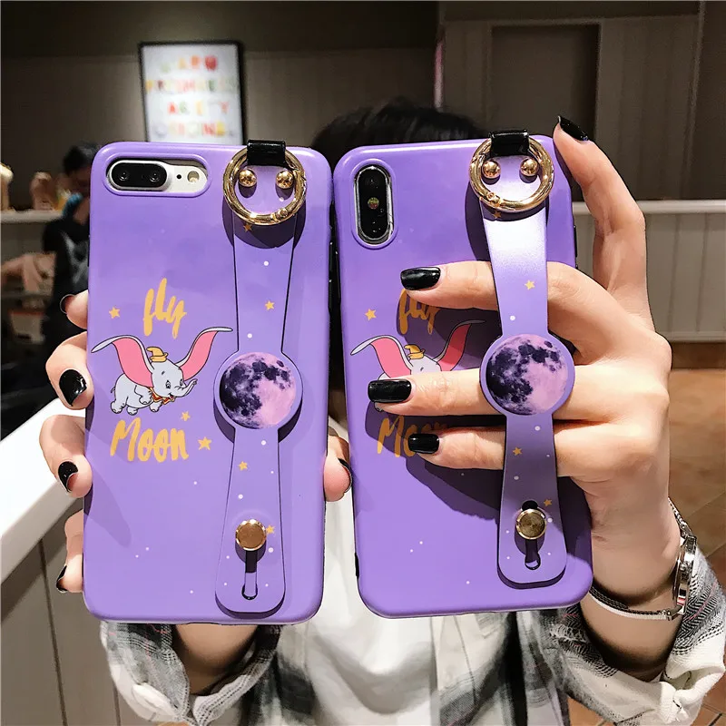 

Luxury Wristband Dumbo Phone Case for iPhone 6 7 8 Plus X XS XR XS Max Soft IMD Matte Phone Shell Cover