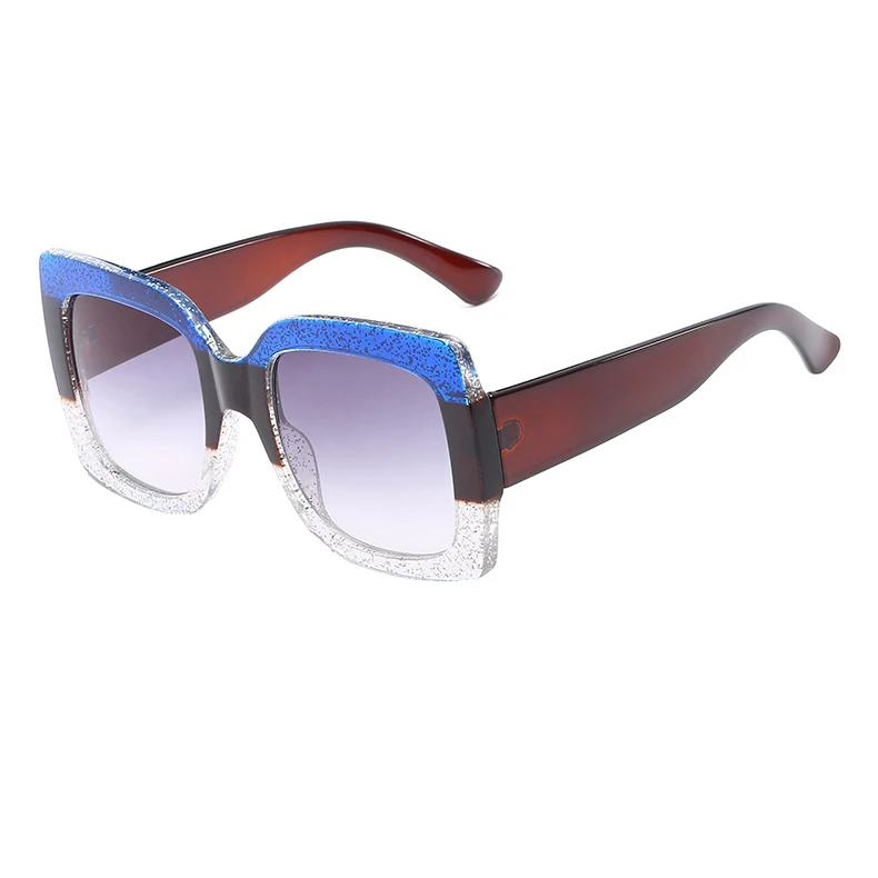 Toyearn Брендовая Дизайнерская обувь Винтаж негабаритные Квадратные Солнцезащитные очки Для женщин ретро Роскошные красного и зеленого цвета с большой оправой, женские солнцезащитные очки, очки UV400 - Цвет линз: C04  Blue Clear Gray
