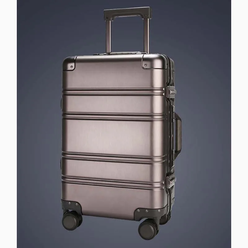 

LeTrend 100% Aluminum-magnesium alloy Rolling Luggage Spinner Men Business Suitcase Wheels 20 inch Cabin Trolley Travel Bag