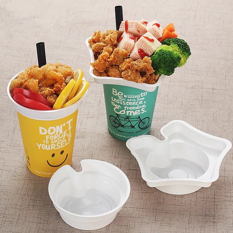 

50pcs Creative fried chicken snack fries cup holder disposable cold and hot drink packaging paper cups with steak cup