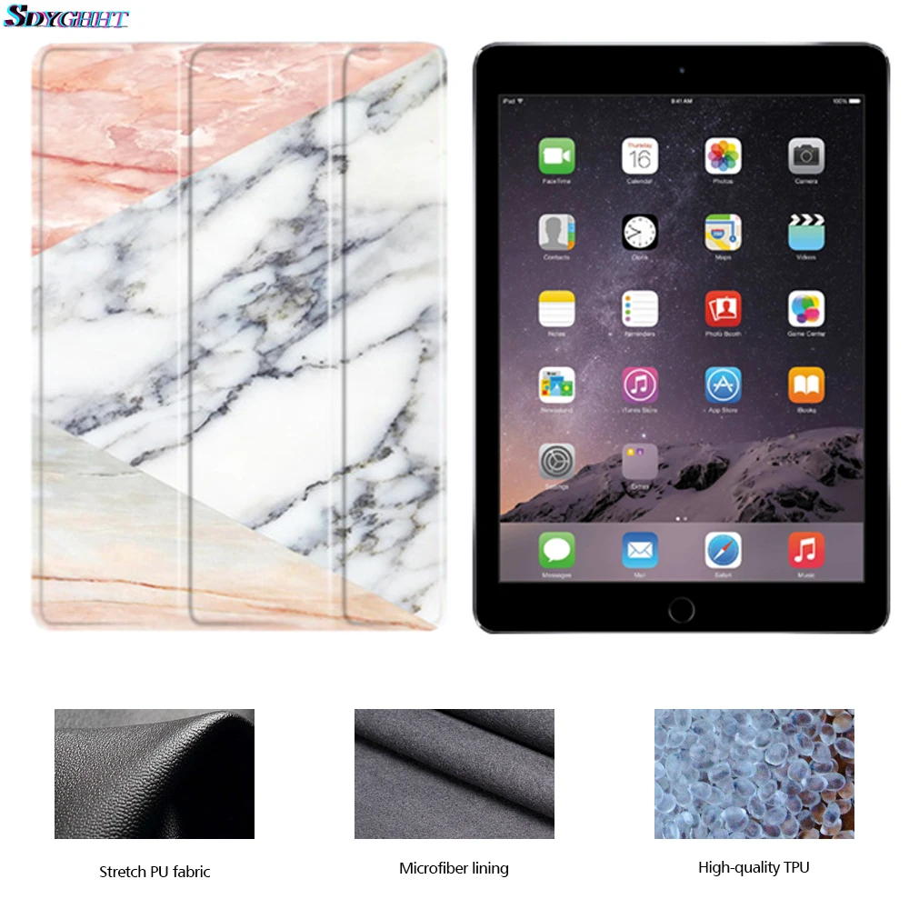 

Marble pattern New case For iPad 6 Air2 Case Silicone Soft Back Cover for Apple iPad Air 2 Case, soft Case-Smart sleep wake\up