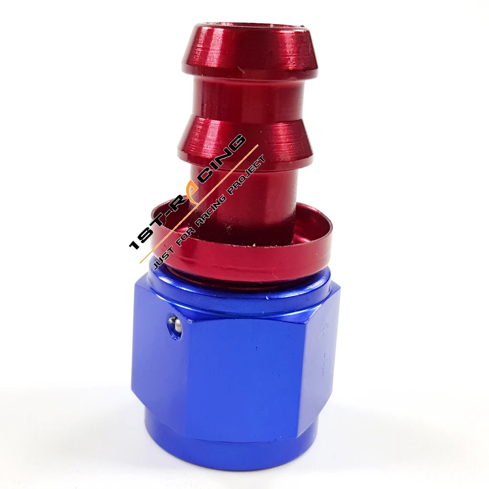 Universal AN 6 Straight Push on Hose End Oil Fuel Line Fitting RED+BLUE