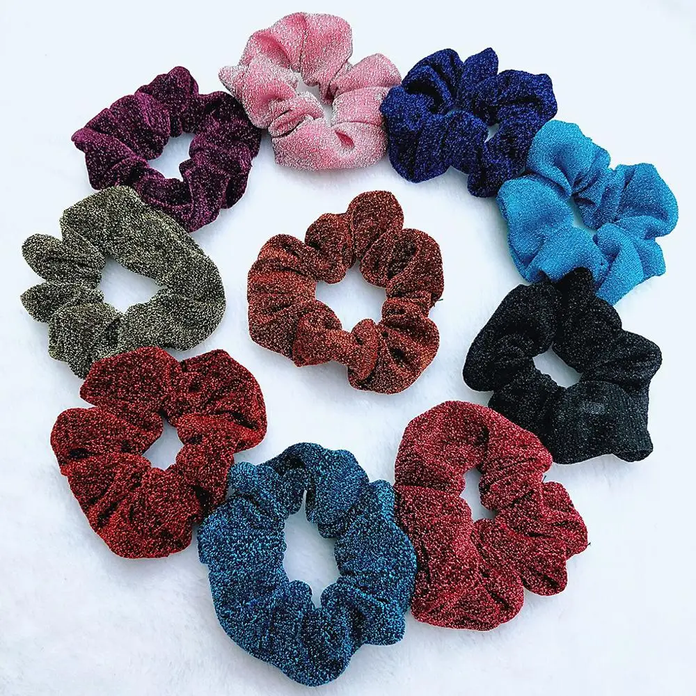 

Cute Shiny Hair Scrunchies Stretchy Headband Women Scrunchie Elastic Hair Bands Rubber Hair Ties Girls Hair Accessories 7 Colors