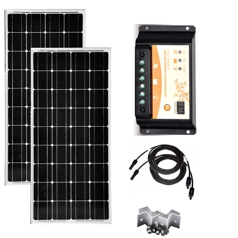 

Set Zonpanelen 300w Solar Panel 12v 150w Monocrystalline Solar Charge Controller 12v/24v 20APV Cable Connectors Rv Motorhome