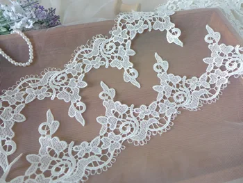 

5 Yards 3.5" Wide White Venice Lace Fabric Trim Hollowed Out Lace Ribbon For Wedding Decoration, Sewing Craft, Home Decor