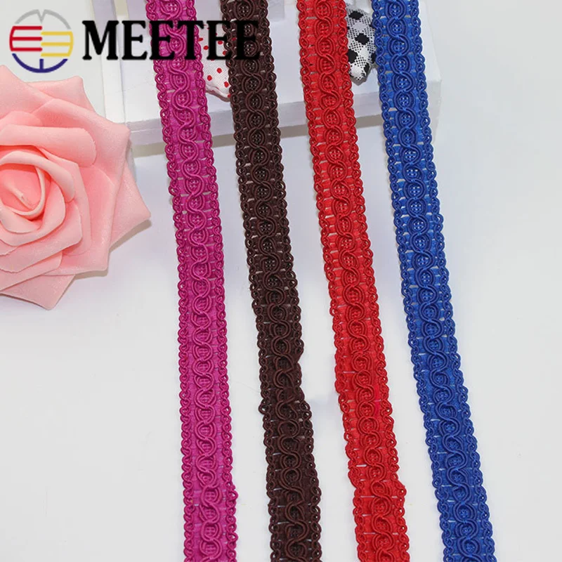 

Meetee 15meters 15mm Polyester Braided Lace Trim Ribbon Decorative Webbing DIY Clothing Home Party Craft Sewing Accessory RD008