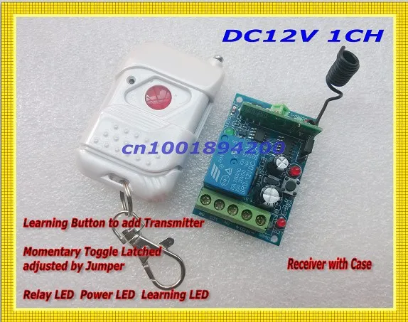 

Remote Switch 12V 1CH Radio Digital Switch RF Transmitter Receiver Learning Code Momentary Toggle Latched 315/433MHZ Indicator