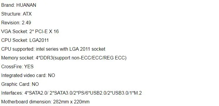 Материнская плата huanan Zhi V2.49 X79 LGA2011 ATX combos 4x8G 1866Mhz 32GB USB3.0 SATA3 PCI-E NVME M.2 SSD порт Поддержка процессора