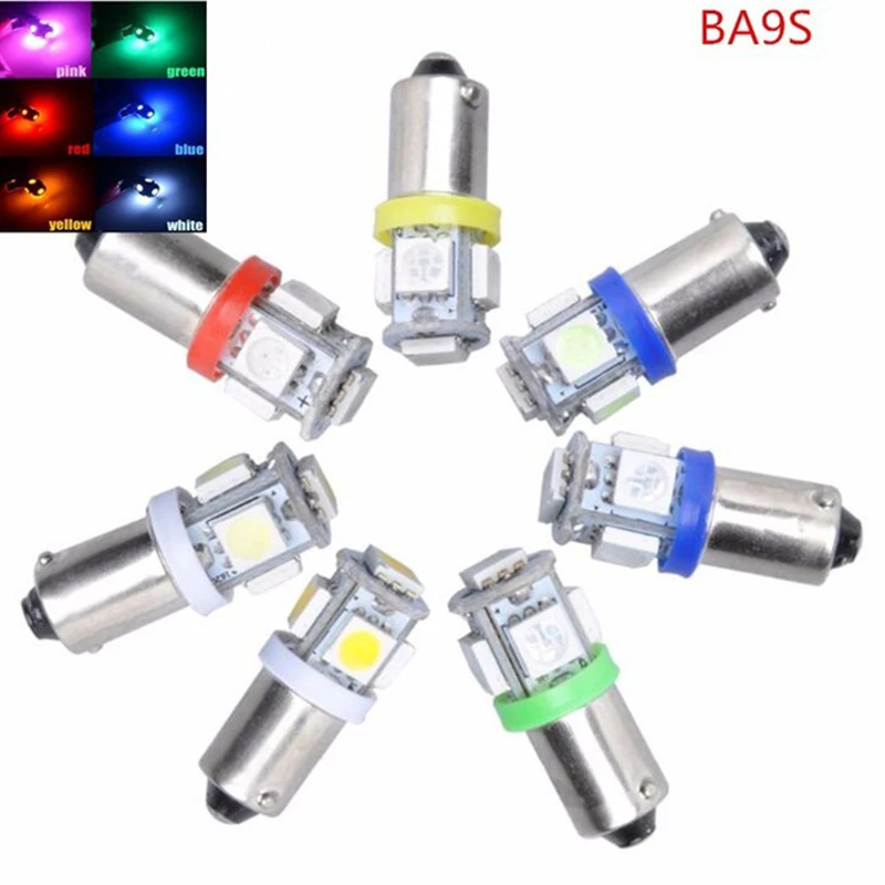 

10PCS LED indoor light BA9S-5SMD-5050 width Lamp Source Instrument Side Bulb License Plate light