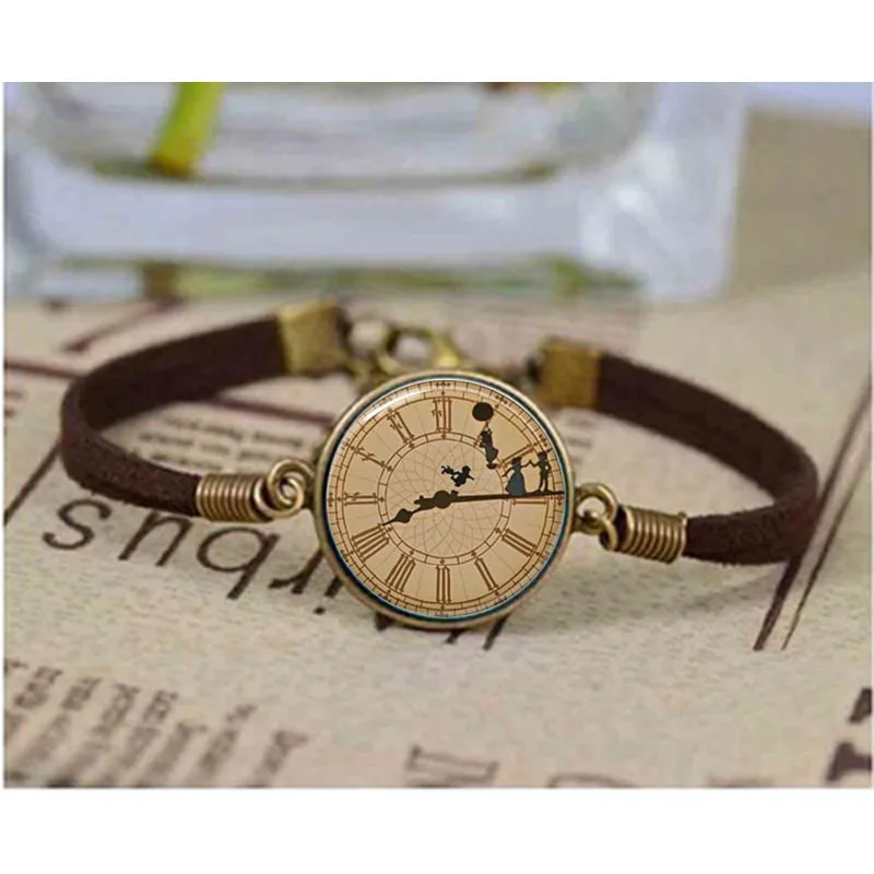 

Wholesale Art bracelet For bracelet Sliver Peter Pan bracelet Neverland Map bracelets Round Glass bracelets