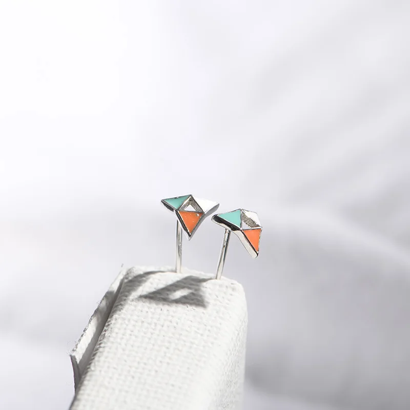 Lidavi 925 серебро акриловая текстура полые геометрические круглые треугольные серьги-гвоздики для модных девушек ювелирные изделия VES6205