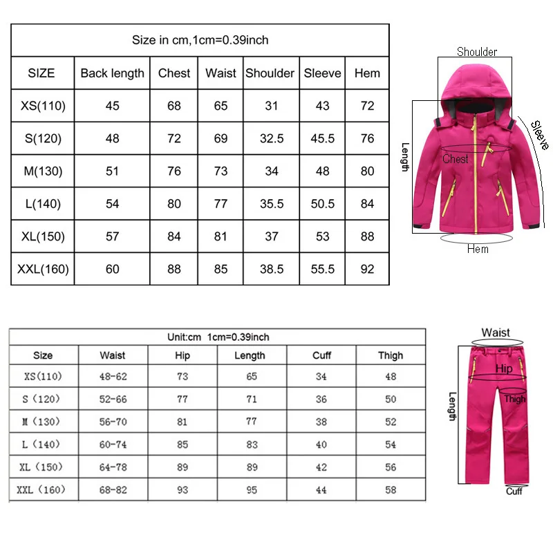 TRVLWEGO autunno bambini campeggio escursionismo cappotto e pantaloni Set cappuccio inverno studente antivento impermeabile giacca da sci all'aperto pantaloni