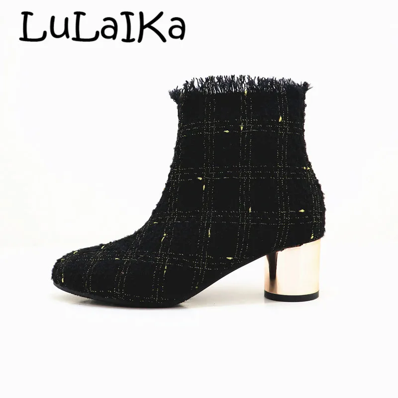 

2018 Autumn New Ankle Elastic Boots Chunky High Heels Stretch Women Sexy Booties Pointed Toe Women High Heels Pump Shoes Size 40