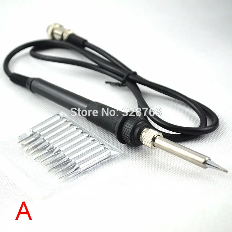 

SMD Rework Soldering Station Hot Air Gun set kit Welding Repair tools Solder Iron Handle for 907 936 937 8586 5 hole +10pcs tip