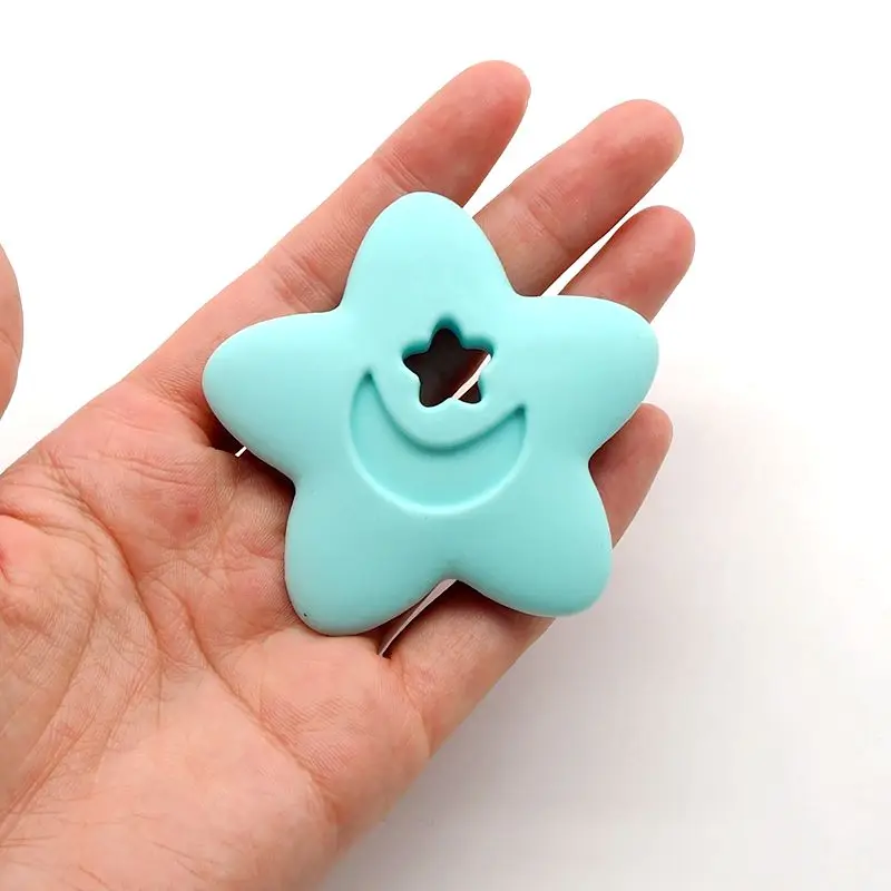 Chenkai 10 шт. без БФА, силиконовый звезда Силиконовый грызунок бусины жевательные зубные кольца для детей игрушки для прищепка для соски цепи аксессуары