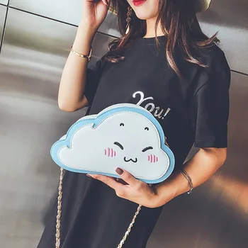 

Fashion Women Messenger Crossbody Bags Small Emborideried Chain Shoulder Bag Cloud Shape Handbag Mini Brand Party Clutch 2019