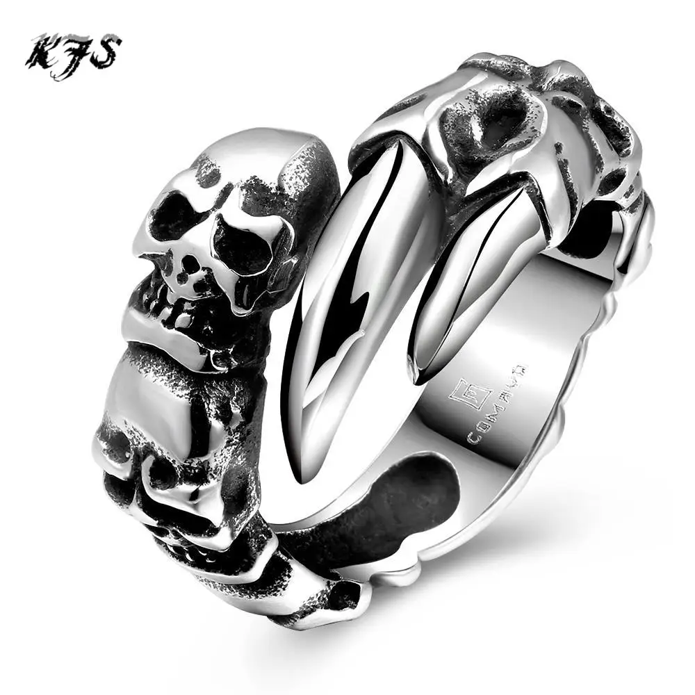 2016 New US Size 8 11 Punk Rock Stainless Steel Mens Biker Rings
