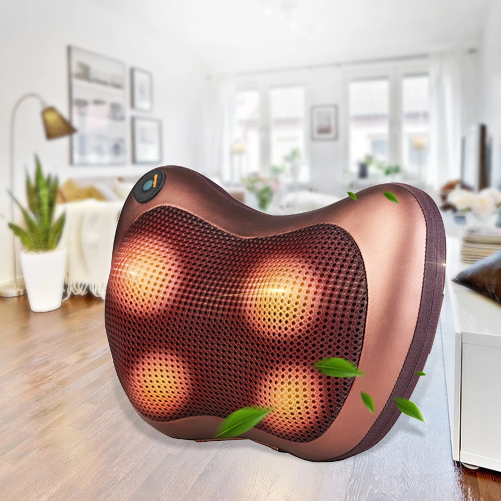 

Neck Massager Pillow Cushion Car Home Cervical Shiatsu Neck Back Waist Body Infrared Electric Multifunctional 4/6/8Rollers