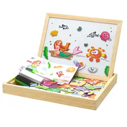 Дети деревянные головоломки игрушки для рисования набор образовательных Sketchpad написание подарок игры магнитная доска Мольберт для доски