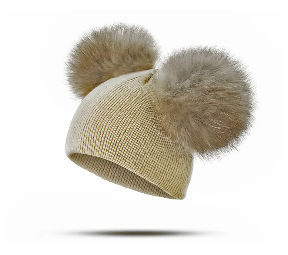REAKIDS/Детские шапочки, детская зимняя шапка, теплая шерстяная шапка с помпонами для маленьких девочек и мальчиков, хлопковые шапочки Skullies, вязаные шапочки для малышей