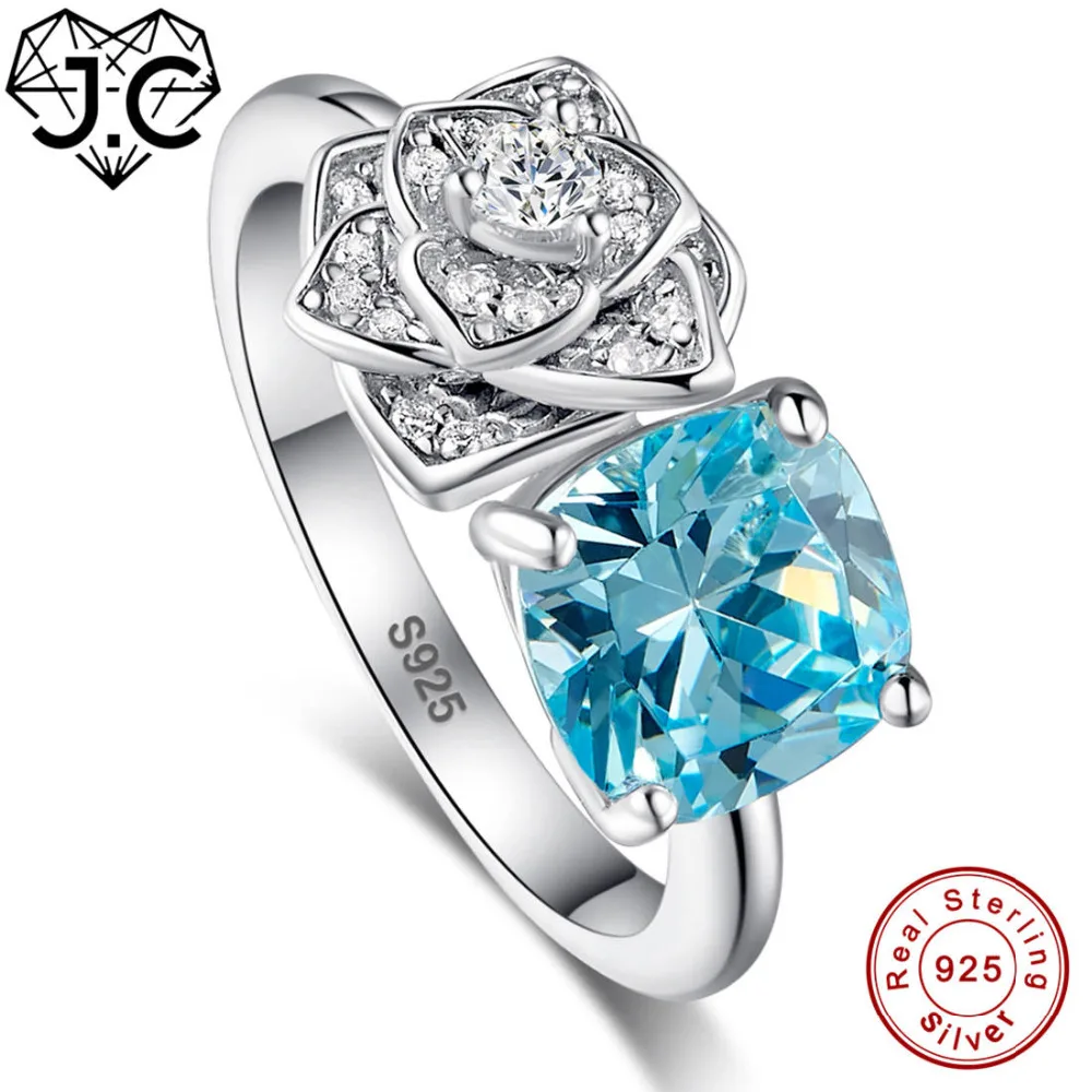 Женское кольцо из серебра 925 пробы с рубином голубым и белым топазом|ring size|ring size
