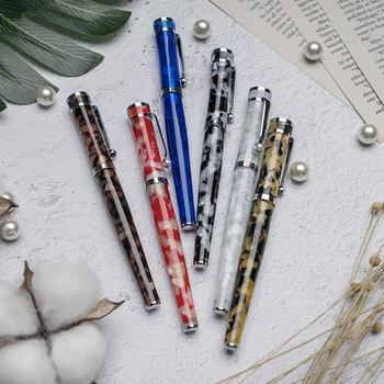 

FuLiWen Marble Fountain Pen EF F M Nib Acrylic Ink Pens with Pearl Men Women Pens with Original Gift Box School Office Supplies