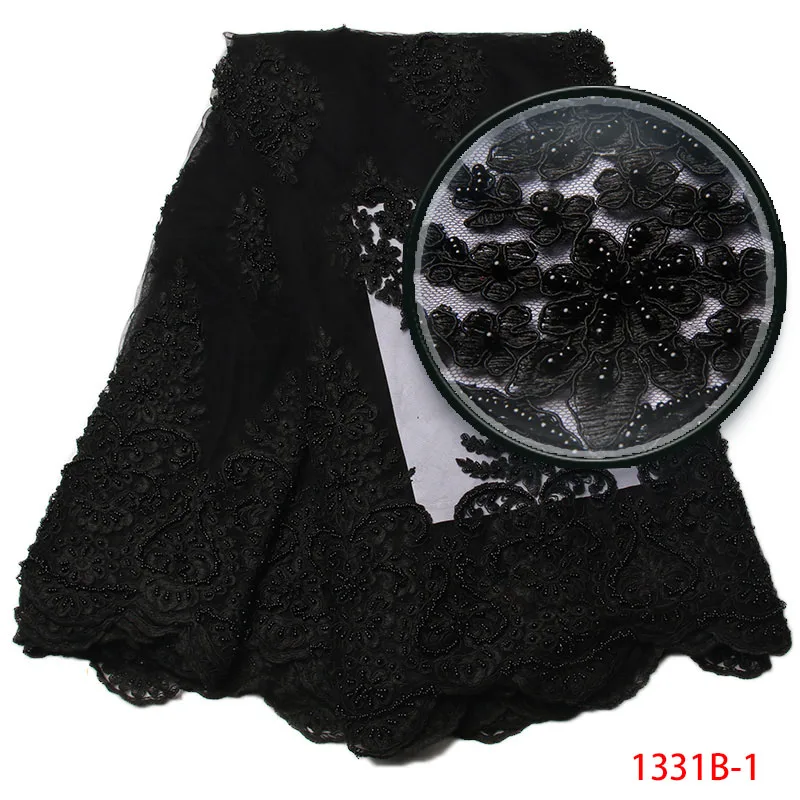 

3d Lace Fabric Luxury Fabric Nigerian French Tulle Lace Fabric Dribbling Embroidered African Beaded French Lace Fabric XZ1331B-1