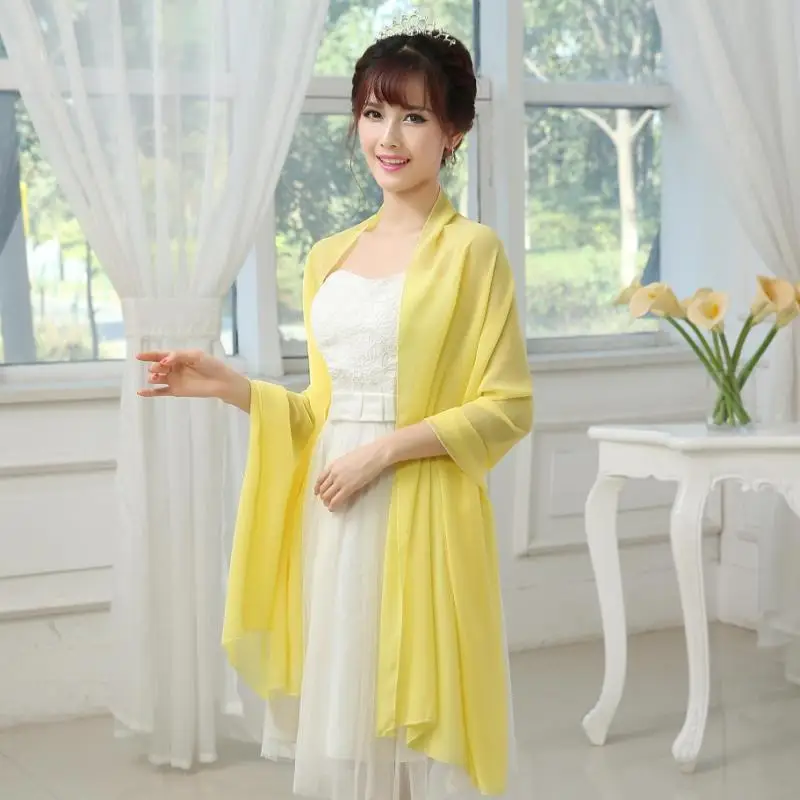 Simple Chiffon Wrap Evening Dresses 200*75 CM Long Women Party Cause Scarf Colorfully