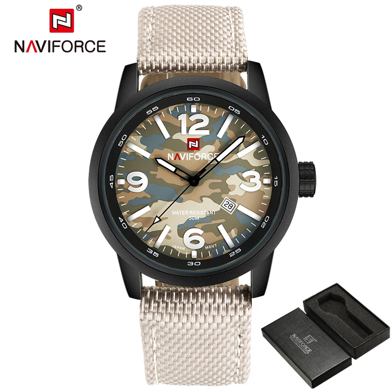 Часы NAVIFORCE мужские кварцевые спортивные армейские модные повседневные