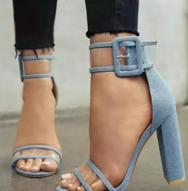Thick ankle strap heels Clearance