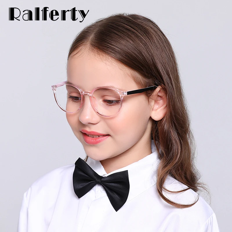 

Ralferty Anti Blue Ray Glasses Kids Child Girl Round Glasses Frame TR90 Computer TV Phone Glasses Myopia Optic Spectacle K28059