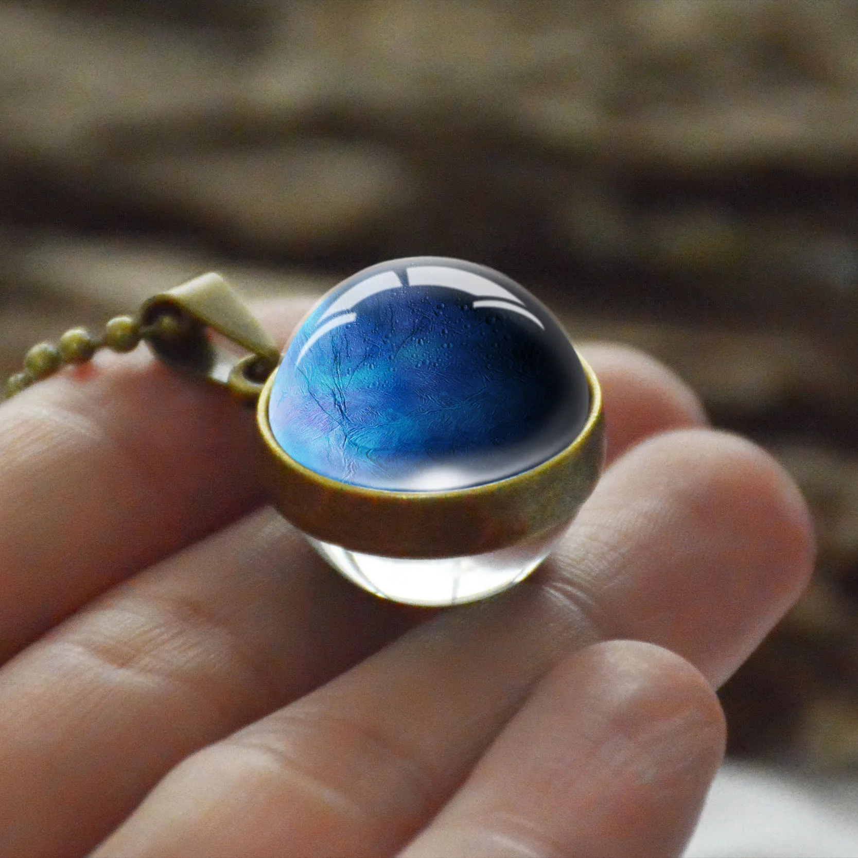 Новое индивидуальное модное двухстороннее ожерелье со стеклянным шариком, с рисунком планеты земли, ювелирное изделие, Галактическая астрономическая подвеска, ожерелье - Окраска металла: Neptune