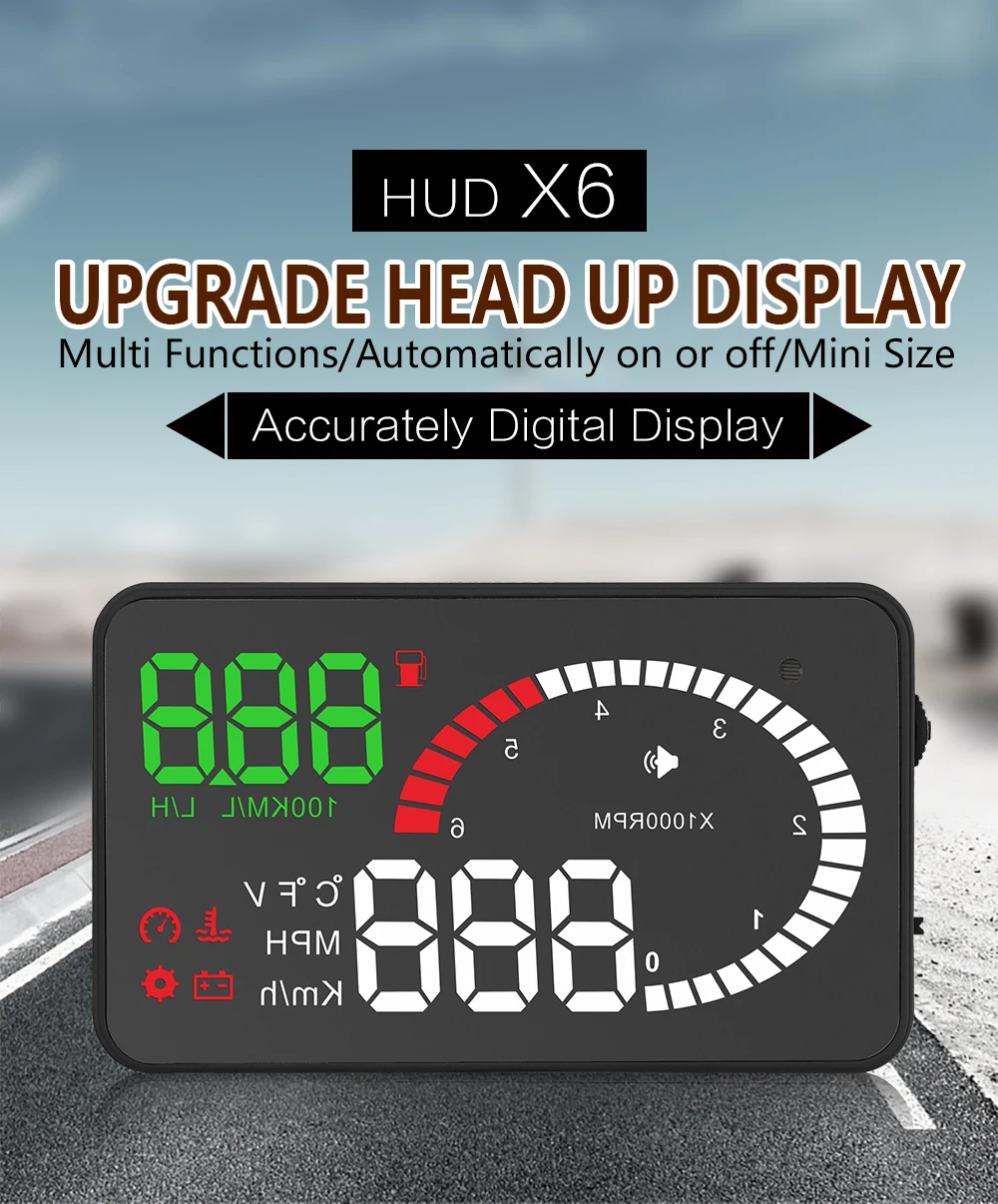 OBD2 HUD Автомобильный дисплей 5," светодиодный проектор на ветровом стекле OBD сканер скорости топлива Предупреждение сигнал тревоги данные диагностический инструмент