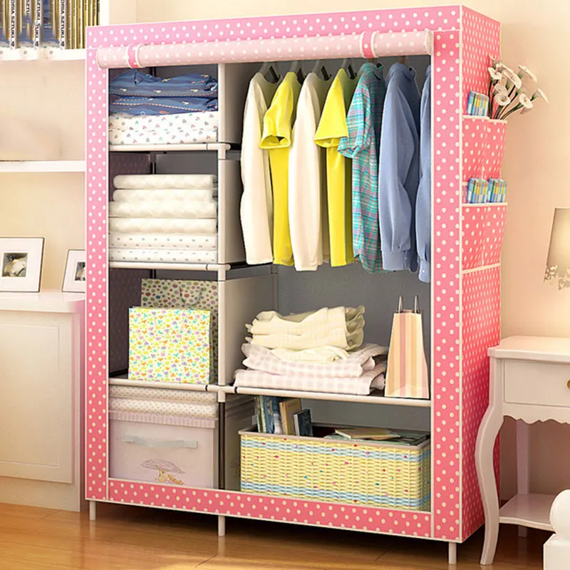 Simple Folding Cloth Wardrobe Fabric Dustproof Closet Steel Pipe Assembly Double Storage Cabinet Home Furniture Bedroom Wardrobe Simple Folding Cloth Wardrobe Fabric Dustproof Closet Steel Pipe Assembly Double Storage Cabinet Home Furniture Bedroom Wardrobe
