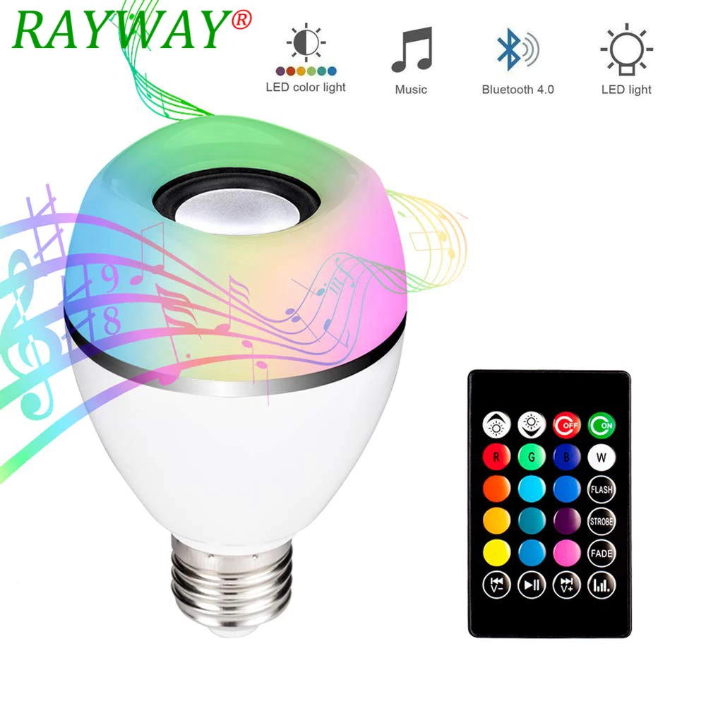 Smart Music Bulb Lamp E27 8W Wireless Bluetooth RGB White Lamp Dimmable