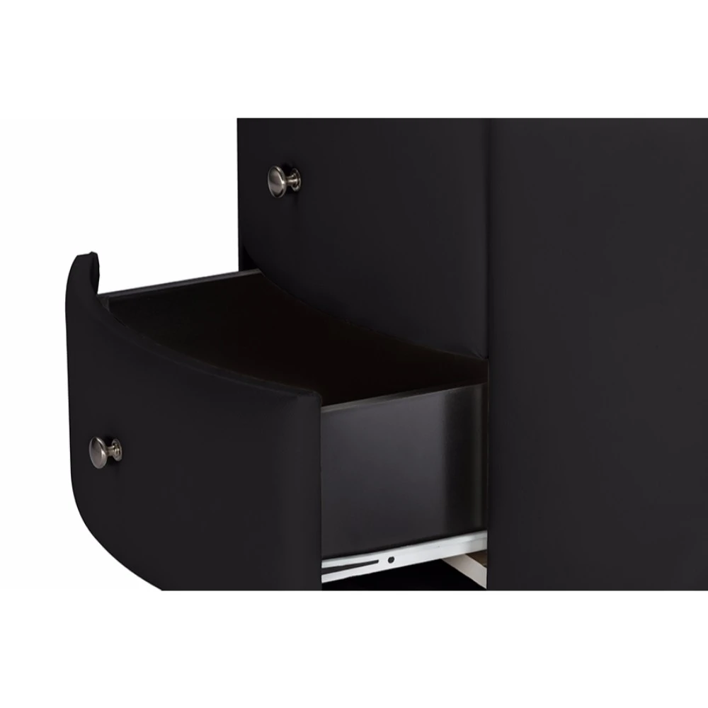 Baxton Studio  Ritchie Black Faux Leather Oval Upholstered Modern Nightstand (2)