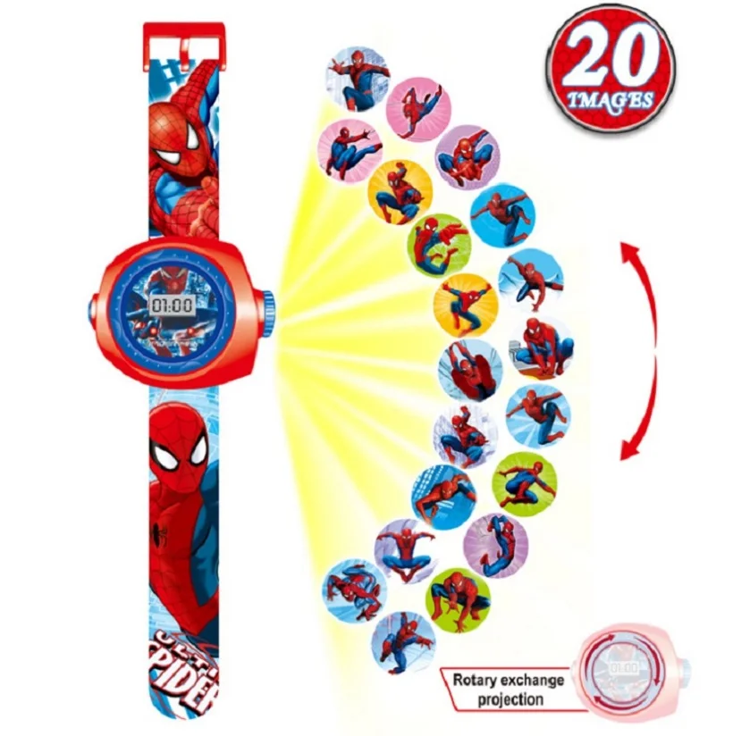 Популярные фигурки кукол супергероев Железный человек паук электронные игрушечные часы подарки на день рождения девочки мальчики игрушки для детей вечерние