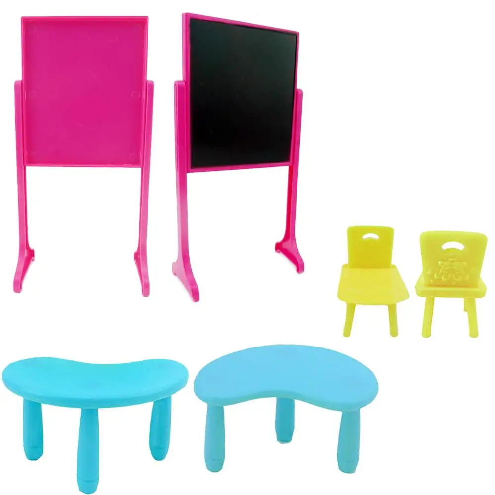 3 набора кукольный домик аксессуары Розовая школьная гостиная детская тележка стул и доска мебель для куклы Барби Келли 4 дюйма кукла игрушка