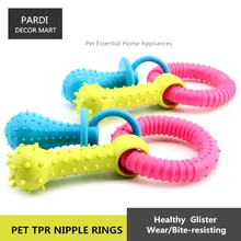 TPR eco-friendly pet toy rubber nipple rings shape pet toy molar toy bite resistance pet training essential 1pc/lot